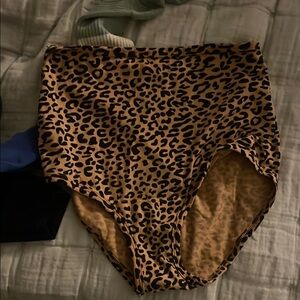 Leopard Print High-Waisted Bikini Bottoms